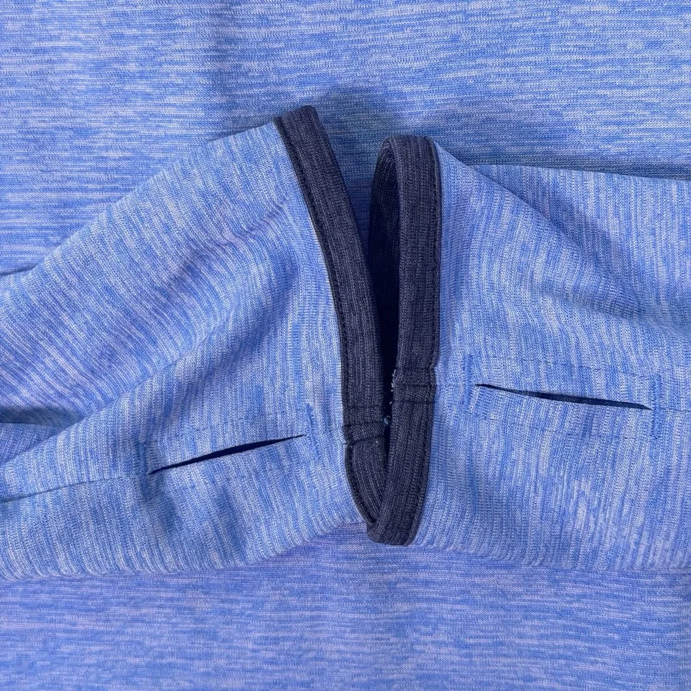 Under Armour Shirt Womens Medium Blue Heathered Long Sleeve 1/4 Zip Run Fittted - Picture 8 of 11